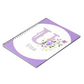 Monogramm und Name mit Blume Notizblock (Linke Seite)