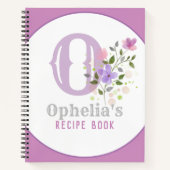 Monogramm und Name mit Blume Notizblock (Vorderseite)