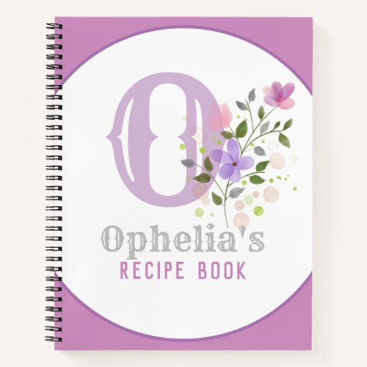 Monogramm und Name mit Blume Notizblock (Vorderseite)