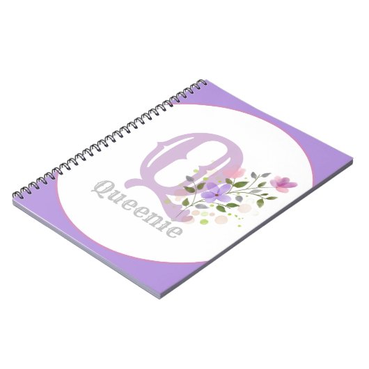 Monogramm und Name mit Blume Notizblock (Linke Seite)