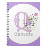 Monogramm und Name mit Blume Notizblock (Vorderseite)