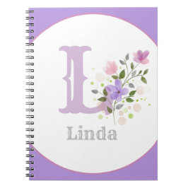 Monogramm und Name mit Blume Notizblock
