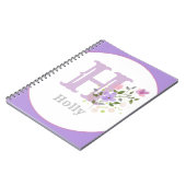 Monogramm und Name mit Blume Notizblock (Linke Seite)