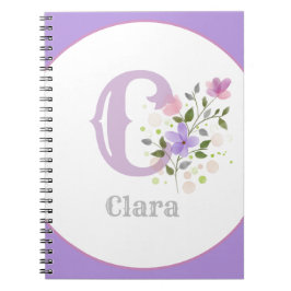 Monogramm und Name mit Blume Notizblock