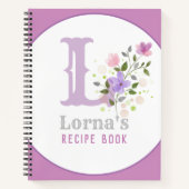 Monogramm und Name mit Blume Notizblock (Vorderseite)