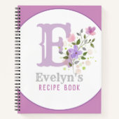 Monogramm und Name mit Blume Notizblock (Vorderseite)