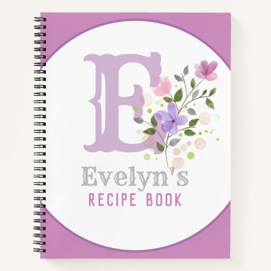 Monogramm und Name mit Blume Notizblock (Vorderseite)