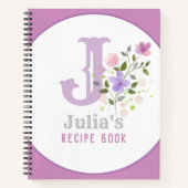 Monogramm und Name mit Blume Notizblock (Vorderseite)