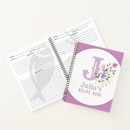 Monogramm und Name mit Blume Notizblock
