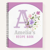 Monogramm und Name mit Blume Notizblock (Vorderseite)
