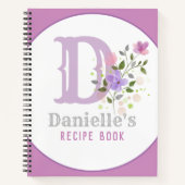 Monogramm und Name mit Blume Notizblock (Vorderseite)