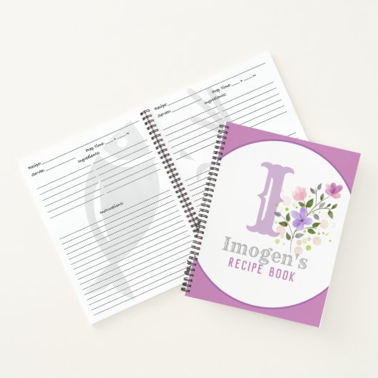 Monogramm und Name mit Blume Notizblock (Innenseite)