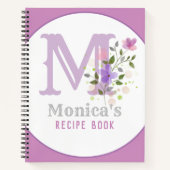 Monogramm und Name mit Blume Notizblock (Vorderseite)