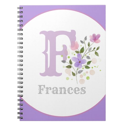 Monogramm und Name mit Blume Notizblock (Vorderseite)