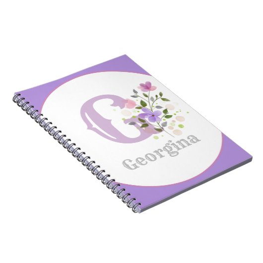 Monogramm und Name mit Blume Notizblock (Rechte Seite)