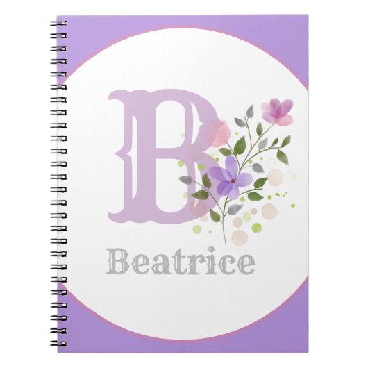 Monogramm und Name mit Blume Notizblock (Vorderseite)