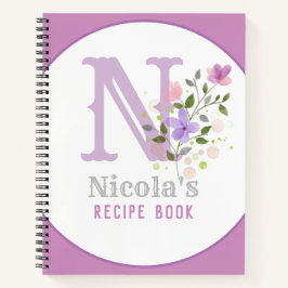 Monogramm und Name mit Blume Notizblock