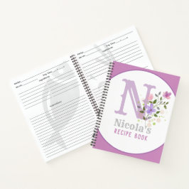 Monogramm und Name mit Blume Notizblock