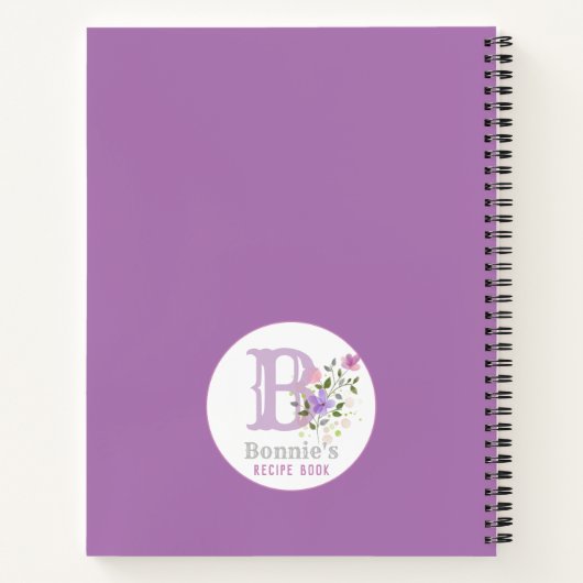 Monogramm und Name mit Blume Notizblock (Rückseite)