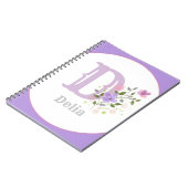 Monogramm und Name mit Blume Notizblock (Linke Seite)