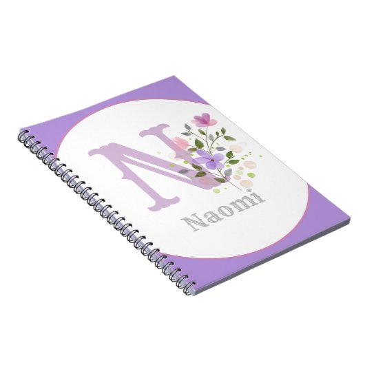 Monogramm und Name mit Blume Notizblock (Rechte Seite)