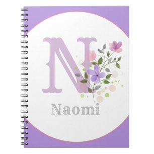 Monogramm und Name mit Blume Notizblock