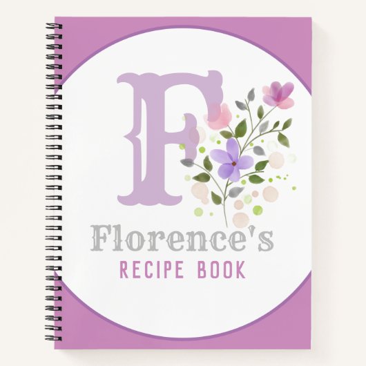 Monogramm und Name mit Blume Notizblock (Vorderseite)