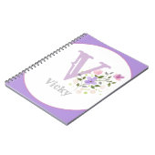 Monogramm und Name mit Blume Notizblock (Linke Seite)