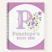 Monogramm und Name mit Blume Notizblock (Vorderseite)