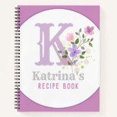 Monogramm und Name mit Blume Notizblock (Vorderseite)