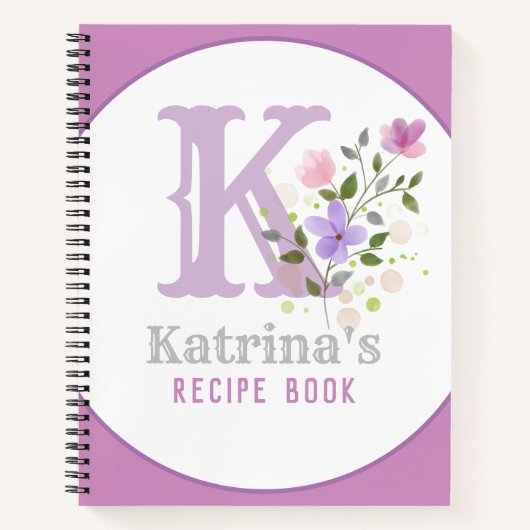 Monogramm und Name mit Blume Notizblock (Vorderseite)