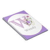 Monogramm und Name mit Blumen Notizblock (Rechte Seite)