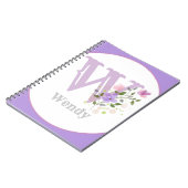 Monogramm und Name mit Blumen Notizblock (Linke Seite)