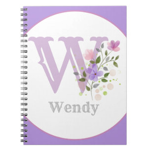 Monogramm und Name mit Blumen Notizblock