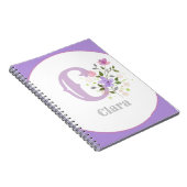 Monogramm und Name mit Blumen Notizblock (Rechte Seite)
