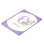 Monogramm und Name mit Blumen Notizblock (Linke Seite)