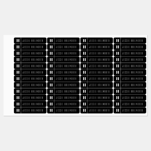 Monogramm und Name Modern | Bekleidung aus Eisen Etiketten (Blatt)