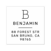 Monogramm und Name | Moderne Personalisierte Adres Permastempel (Design)