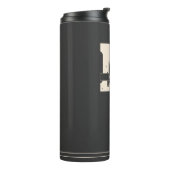 Monogramm und Name Moderner Dunkler Grau Mann Thermosbecher (Nach links gedreht)