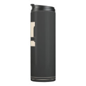 Monogramm und Name Moderner Dunkler Grau Mann Thermosbecher (Nach rechts gedreht)