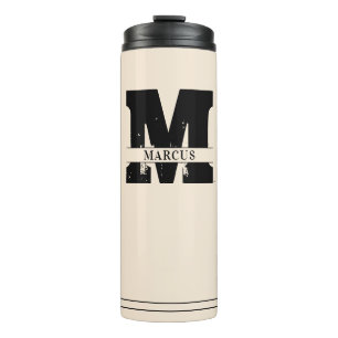 Monogramm und Name Moderner Mann Thermosbecher