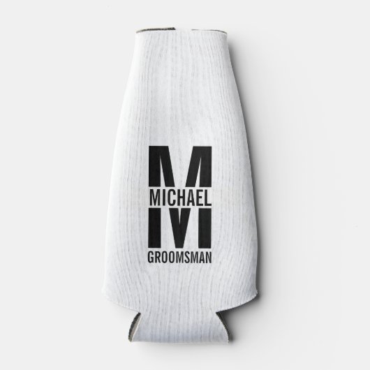 Monogramm und Name moderner Personalisierter Trauz Flaschenkühler (Vorderseite)