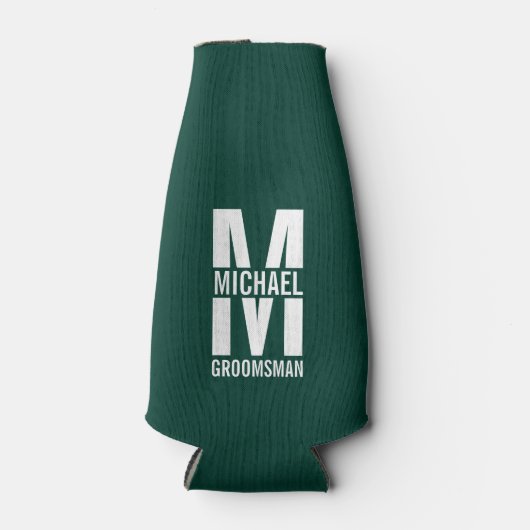 Monogramm und Name moderner Personalisierter Trauz Flaschenkühler (Vorderseite)