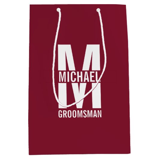 Monogramm und Name moderner Personalisierter Trauz Mittlere Geschenktüte (Vorderseite)