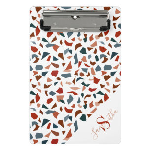 Monogramm und Name Modernes Abstraktes Terrazzo-Mu Mini Klemmbrett