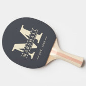 Monogramm und Name Overlay Mediterranes Grau Tischtennis Schläger (Seitenansicht)