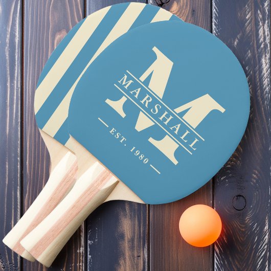 Monogramm und Name Overlay Polo Striping Aqua Spla Tischtennis Schläger