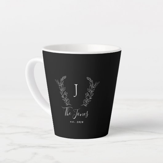 Monogramm und Name personalisiert elegant Milchtasse (Linke Ecke)