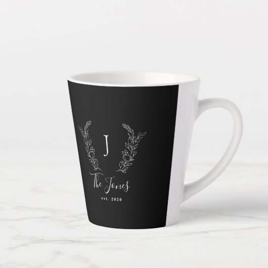 Monogramm und Name personalisiert elegant Milchtasse (Rechts)