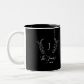 Monogramm und Name personalisiert elegant Zweifarbige Tasse (Links)